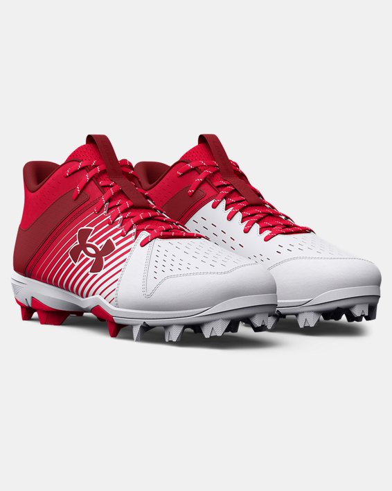 Men's UA Leadoff Mid RM Baseball Cleats in Red image number 3